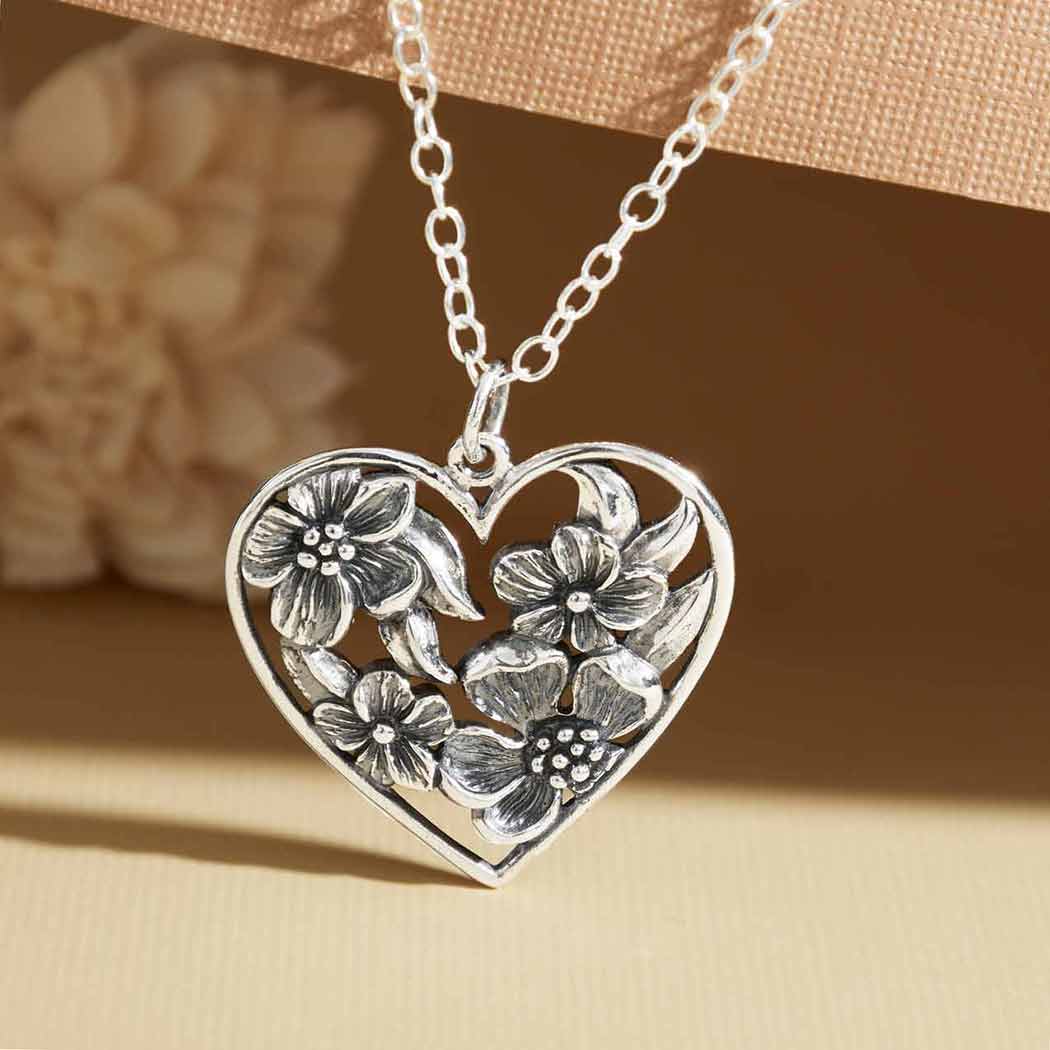 Nina Designs Apple Blossom Heart Necklacear
