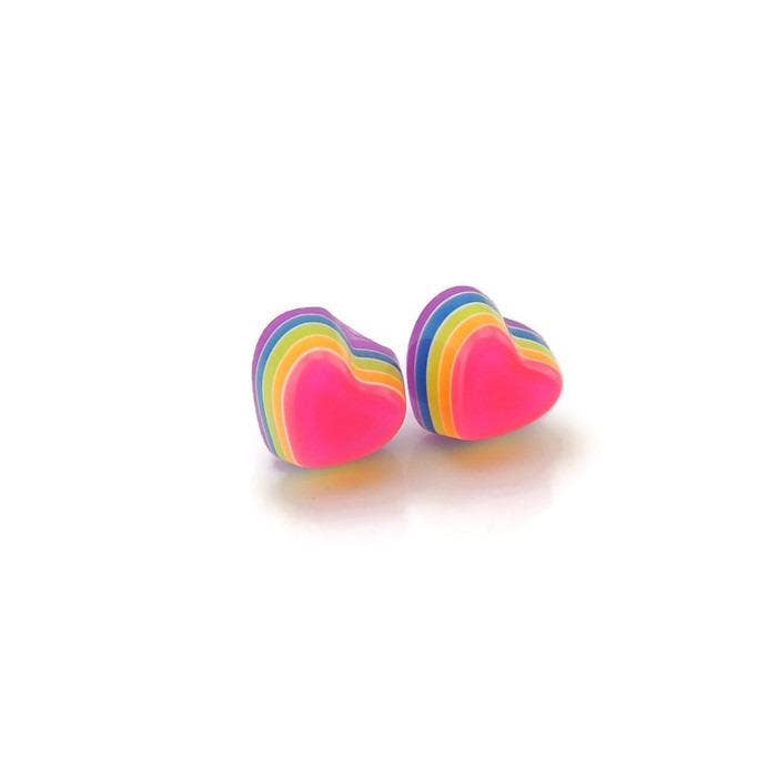 Pretty Smart | 3D Rainbow Heart Studs