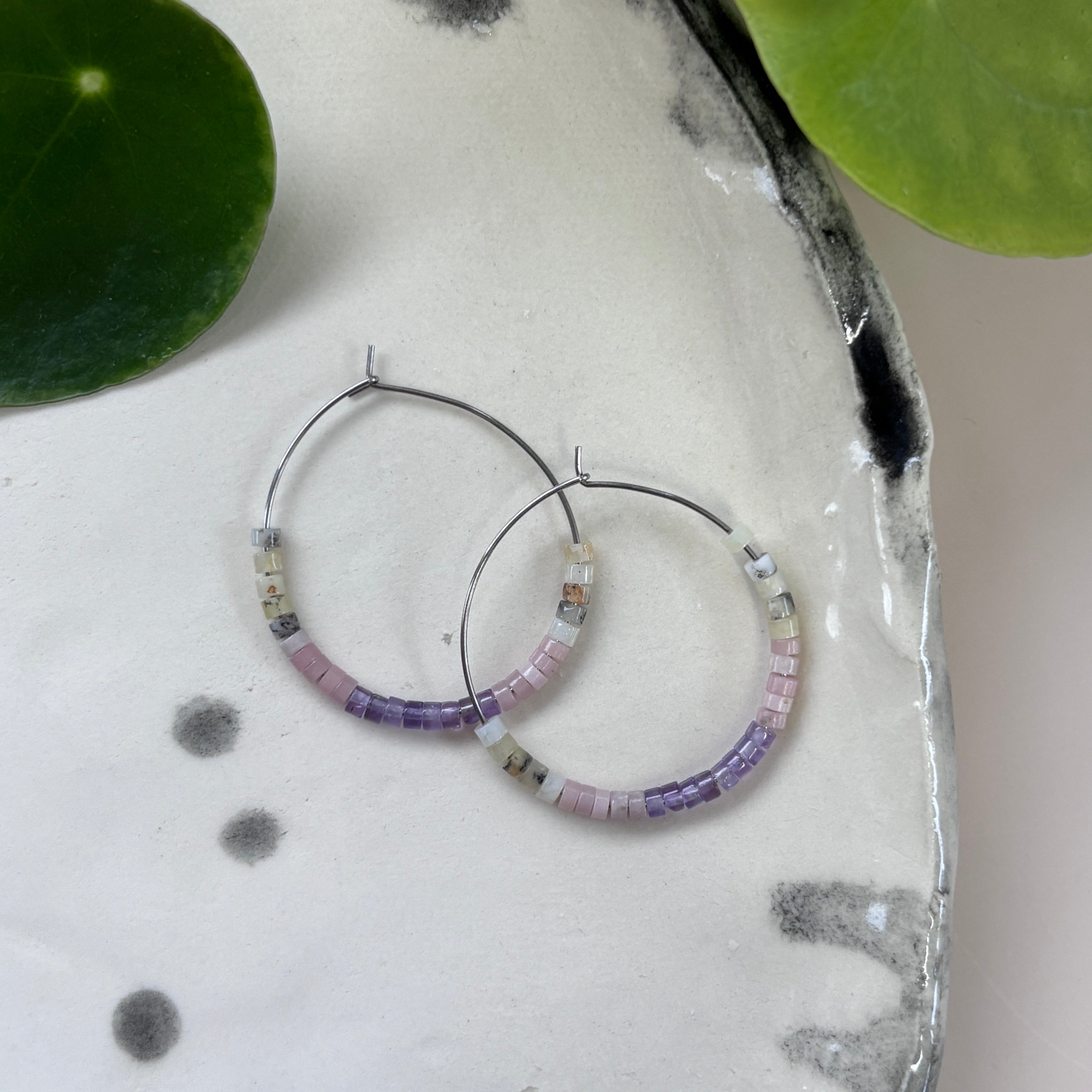 Sand & Sun | Semi-Precious Beaded Hoops