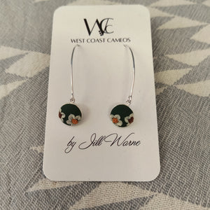 West Coast Cameos Green Vintage Florals Dangle Earrings