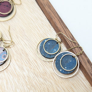 Hello Lovely Cork Co. | Circle Cork and Brass Earrings - Sea Blue