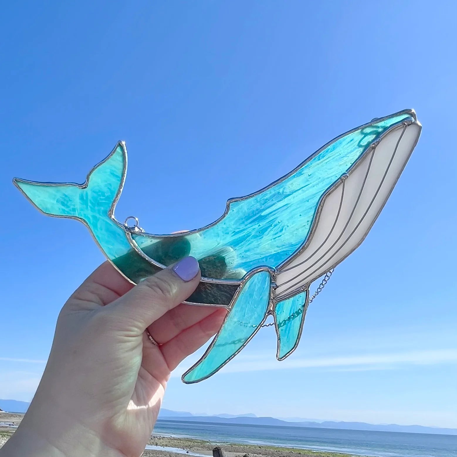 Half Moon Glass | Humpback Stained Glass Suncatcher
