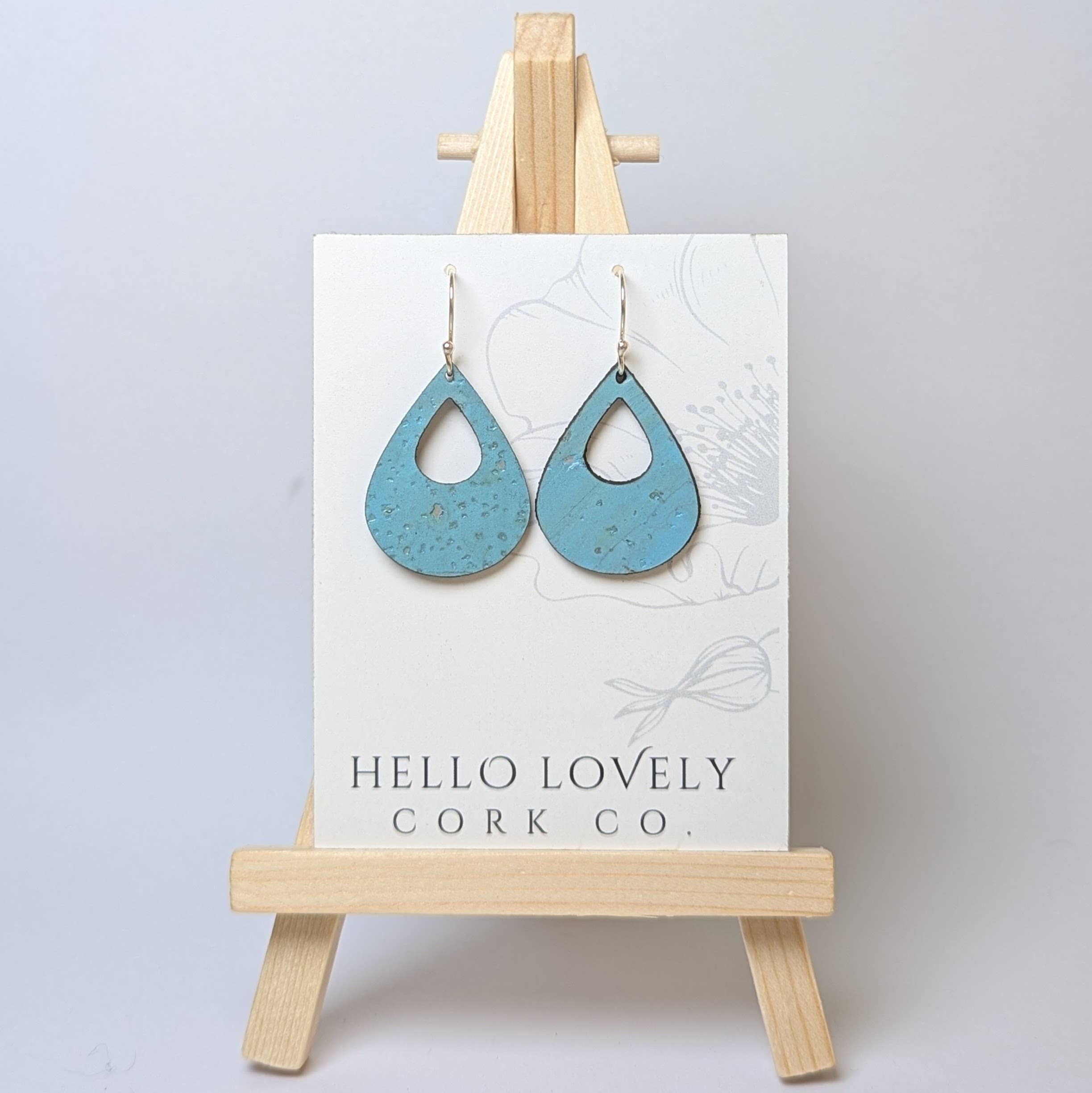 Hello Lovely Cork Co. | Bright Teal Cork Earrings - Small Teardrop