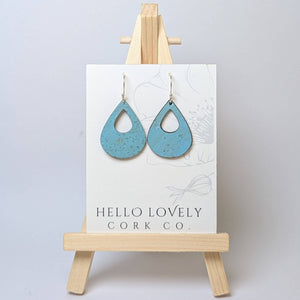Hello Lovely Cork Co. | Bright Teal Cork Earrings - Small Teardrop