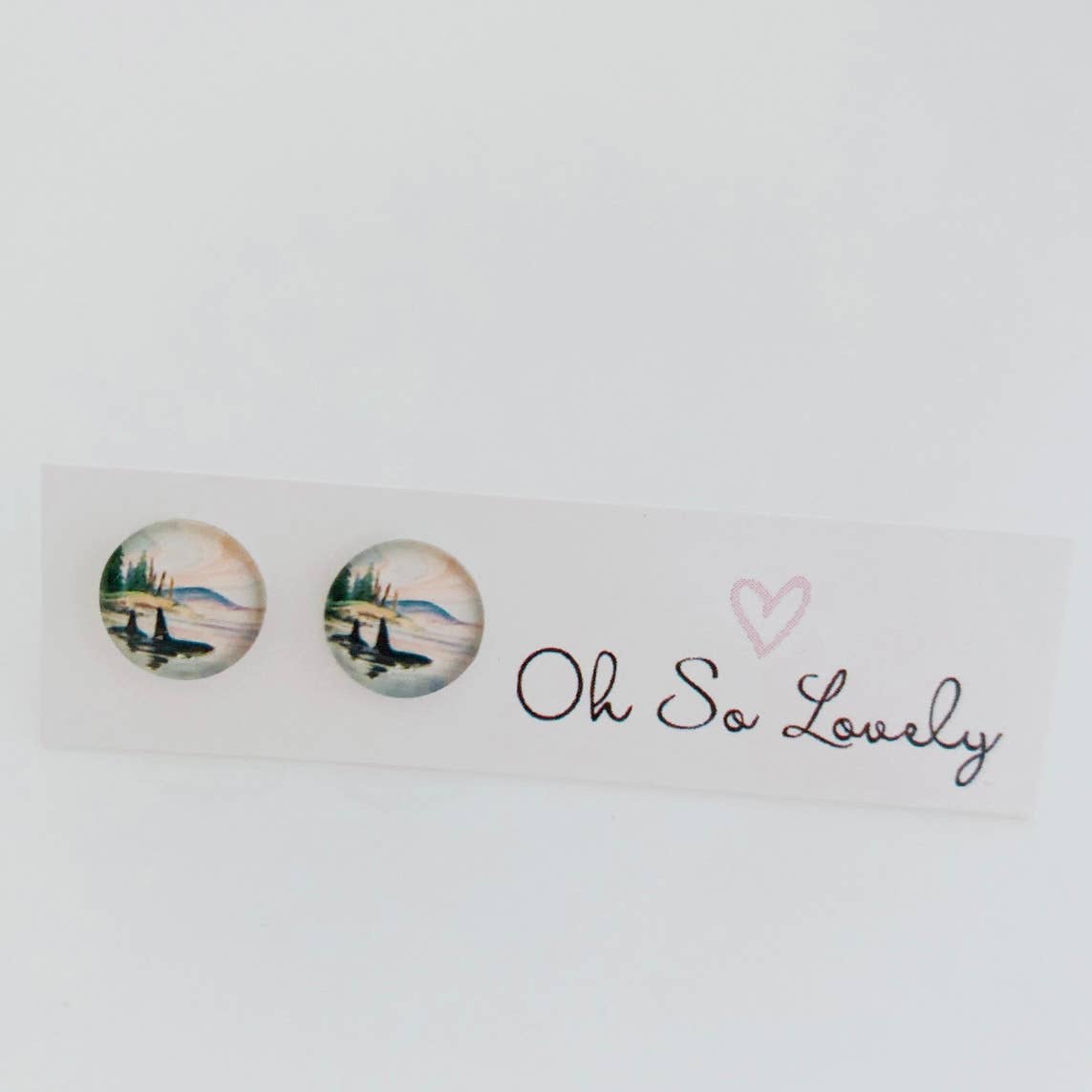 Oh So Lovely "Orca Whale" Glass Studs