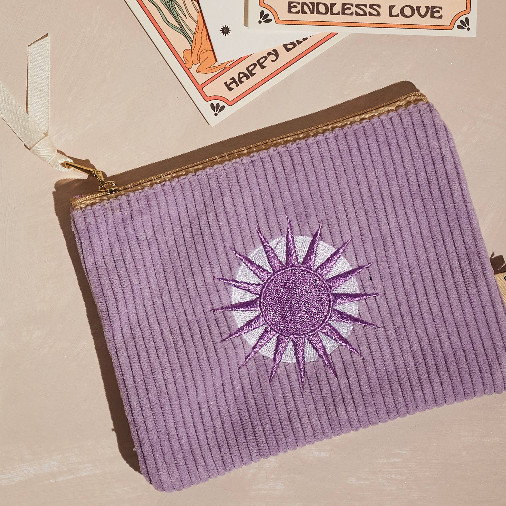 Cai & Jo | "Lavender" Flat Corduroy Pouch