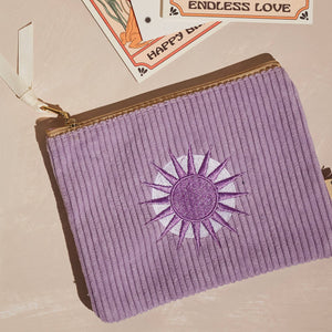 Cai & Jo | "Lavender" Flat Corduroy Pouch