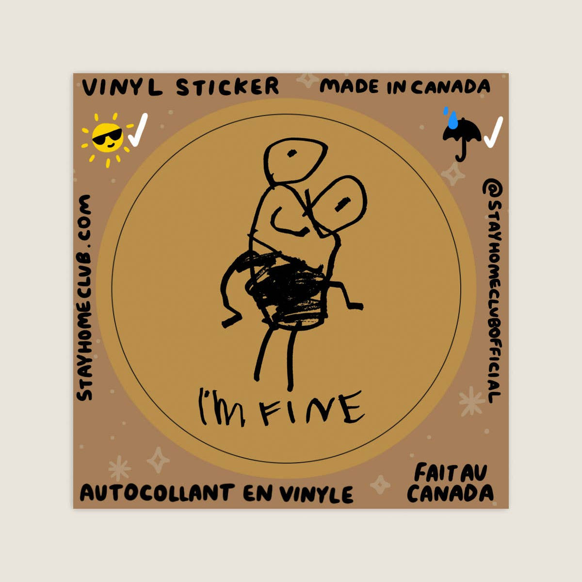 Stay Home Club | "I'm Fine" Vinyl Sticker