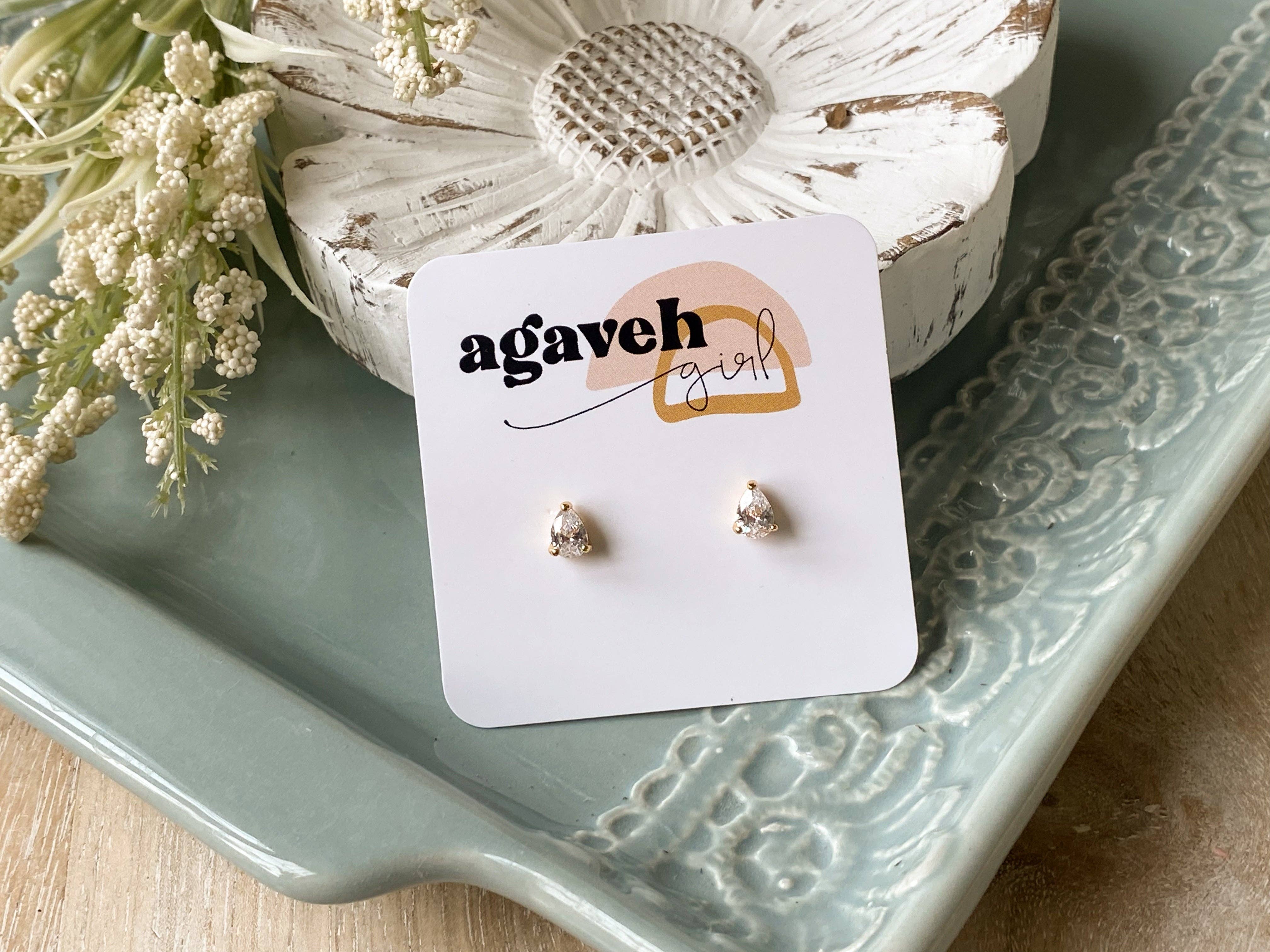 Agaveh Girl Teardrop CZ Studs