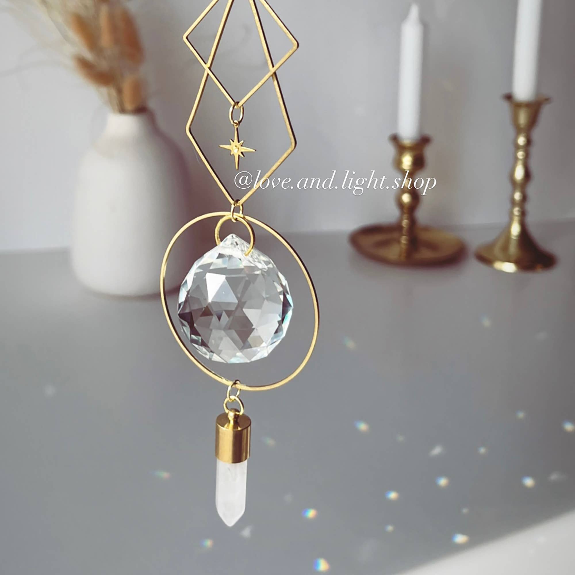 Love and Light ATRIA Celestial Suncatcher + Clear Quartz Crystal