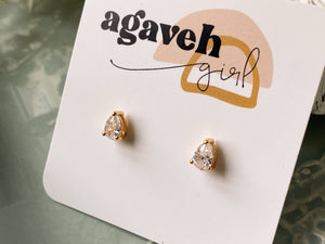 Agaveh Girl Teardrop CZ Studs