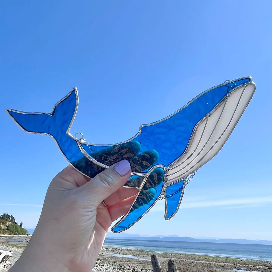 Half Moon Glass | Humpback Stained Glass Suncatcher