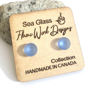 Flame Work Designs | Sea Glass Stud Earrings