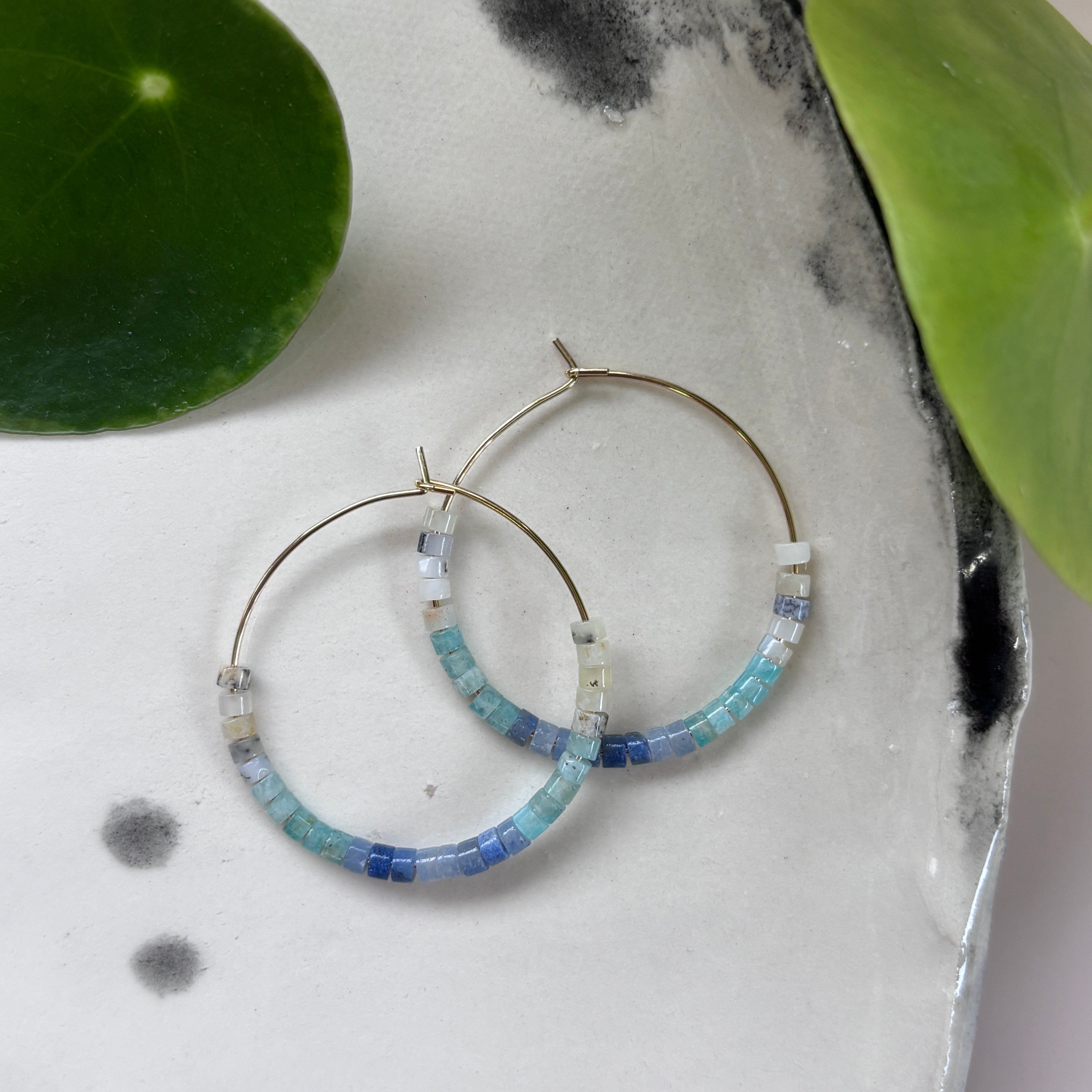 Sand & Sun | Semi-Precious Beaded Hoops