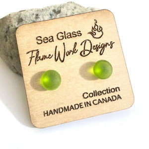 Flame Work Designs | Sea Glass Stud Earrings