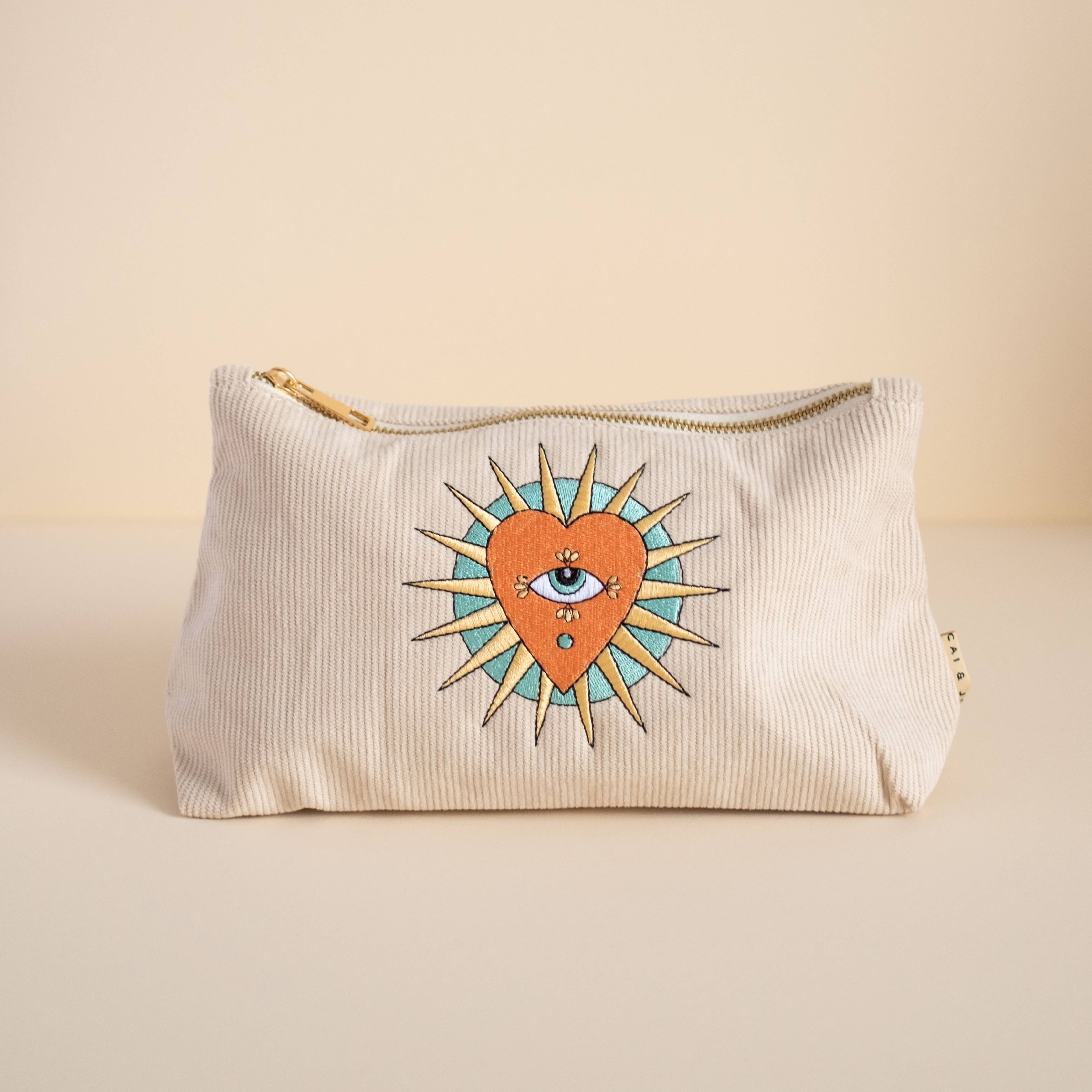 Cai & Jo | "Stone" Medium Corduroy Pouch