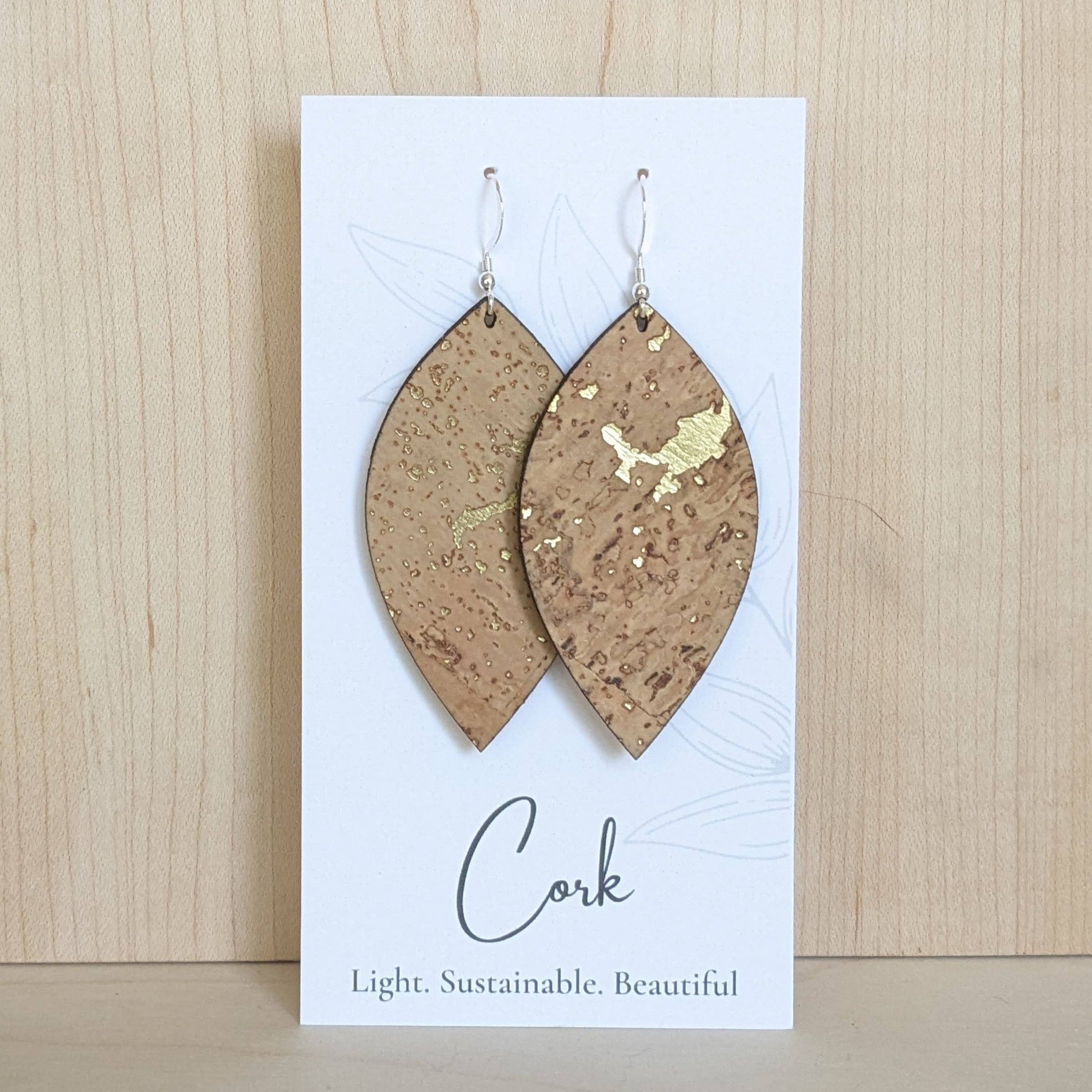 Hello Lovely Cork Co. | Natural Gold - Large Leaf Earrings