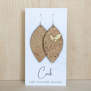 Hello Lovely Cork Co. | Natural Gold - Large Leaf Earrings
