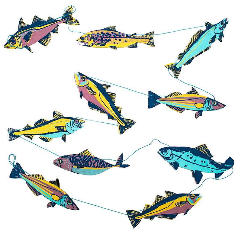 East End Press "Fishes" Sewn Garland
