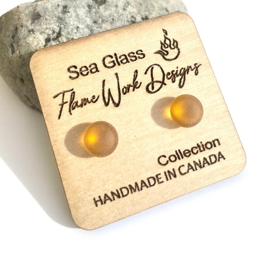 Flame Work Designs | Sea Glass Stud Earrings