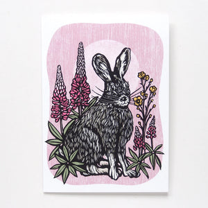 Hawk & Rose Press "Hare and Lupins" Card