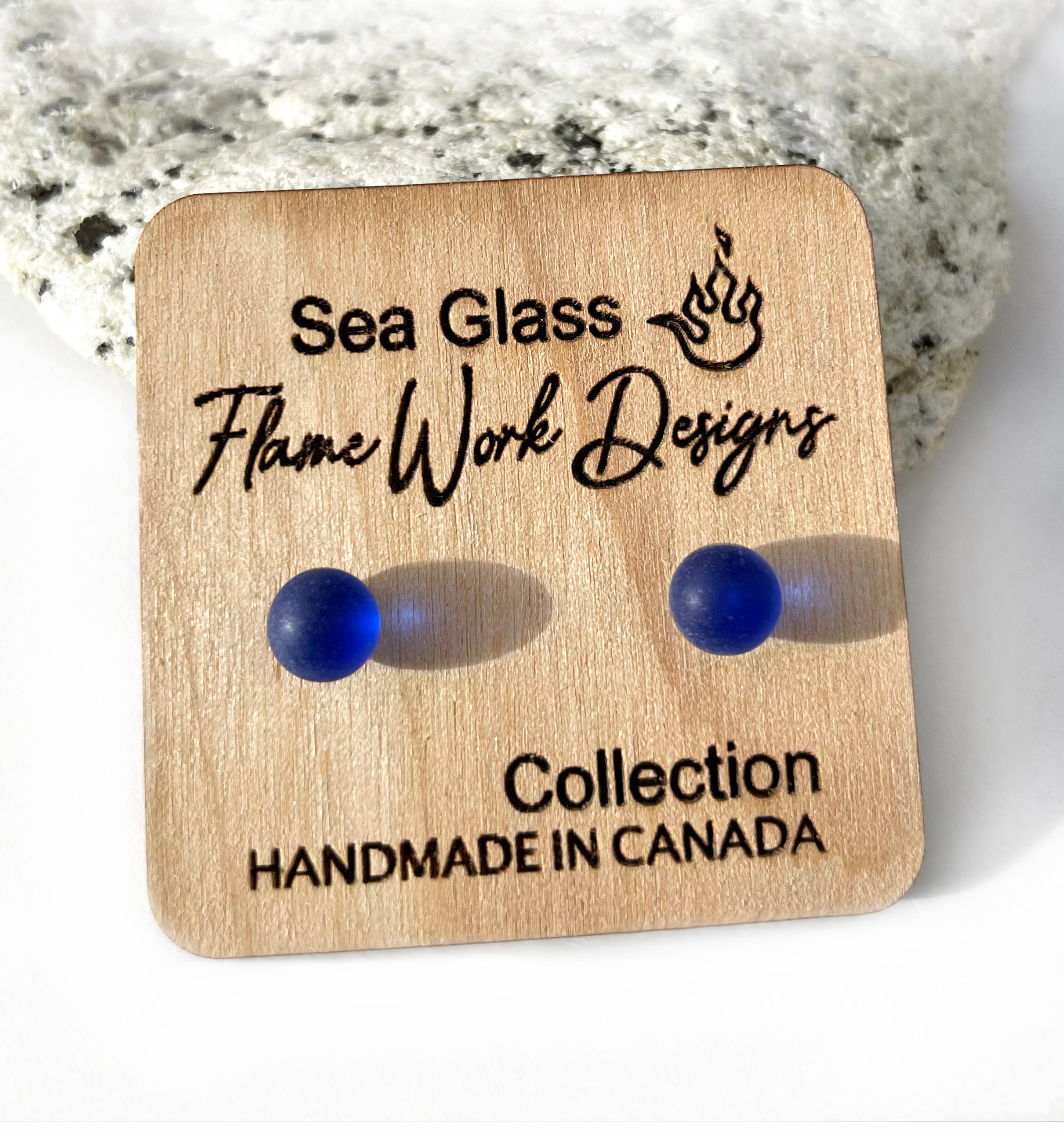 Flame Work Designs Sea Glass Studs