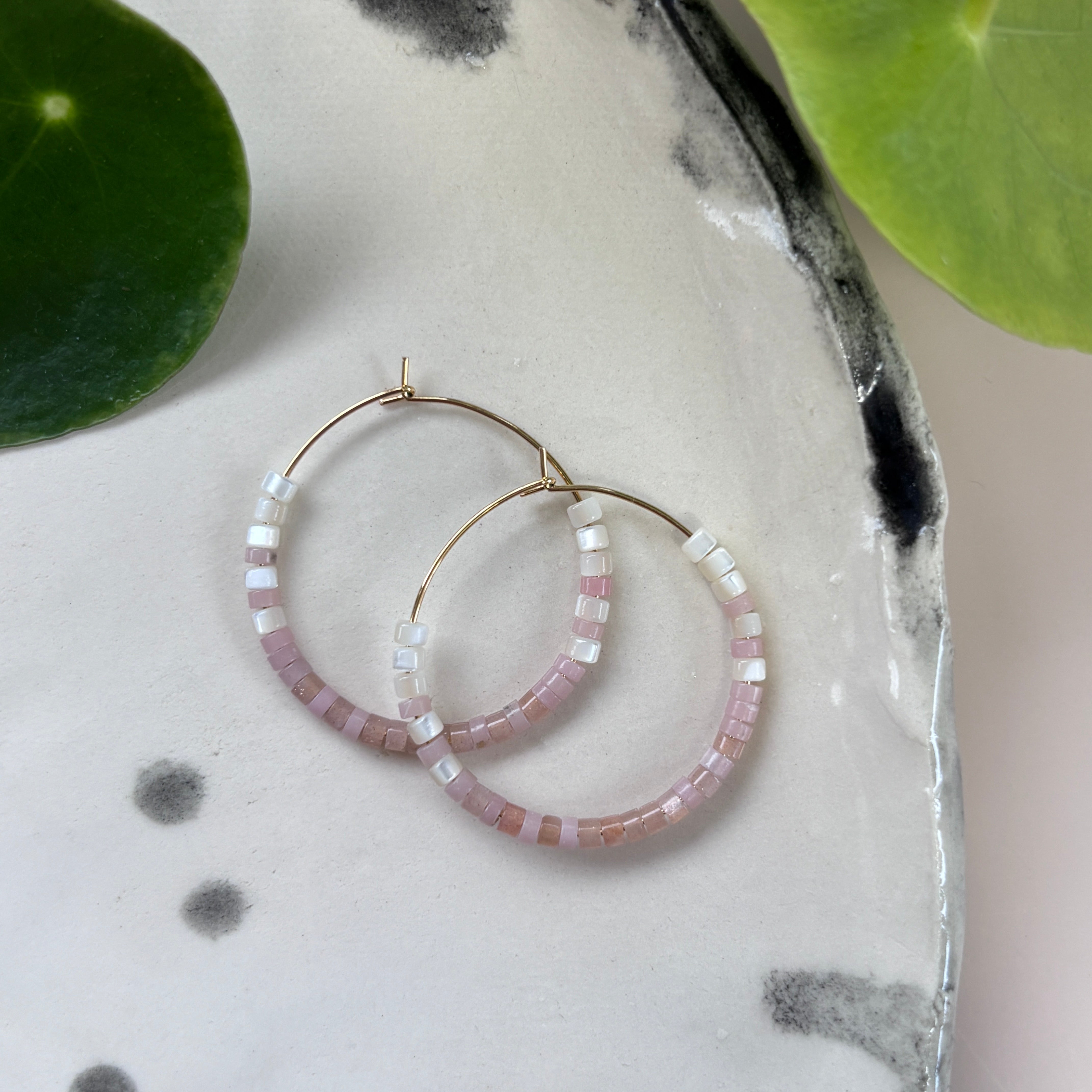 Sand & Sun | Semi-Precious Beaded Hoops