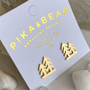Pika & Bear "Lodge Pole" Tree Stud Earrings