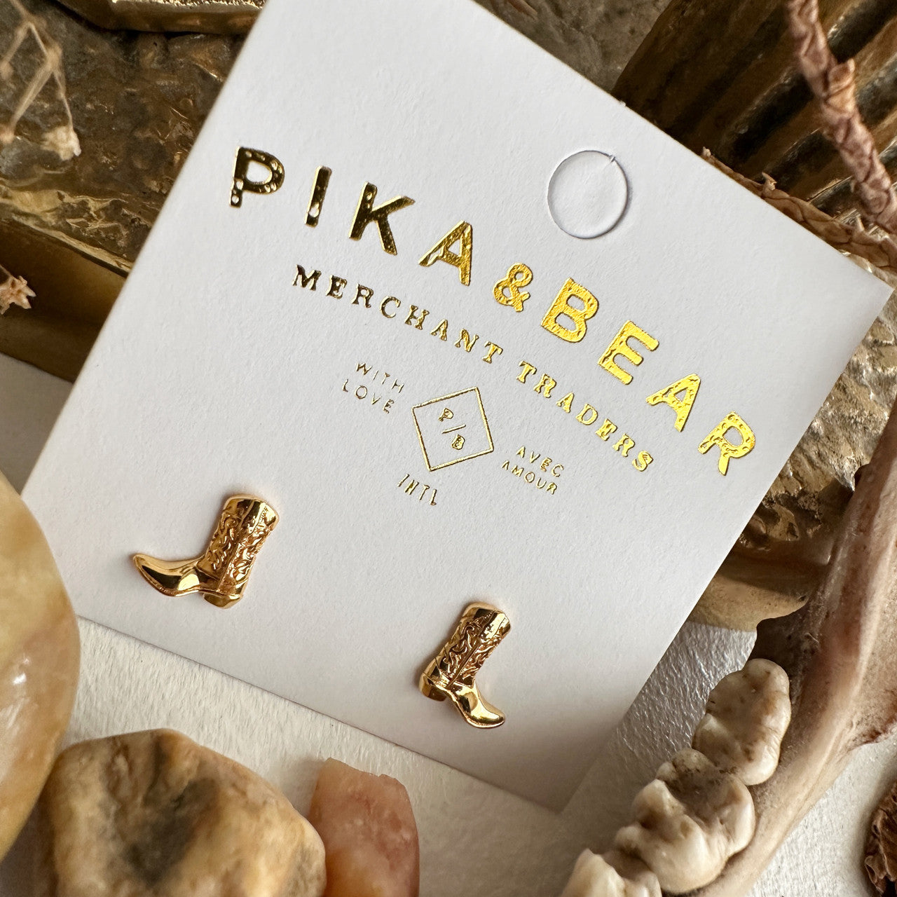 Pika & Bear Cowboy Boot Stud Earrings