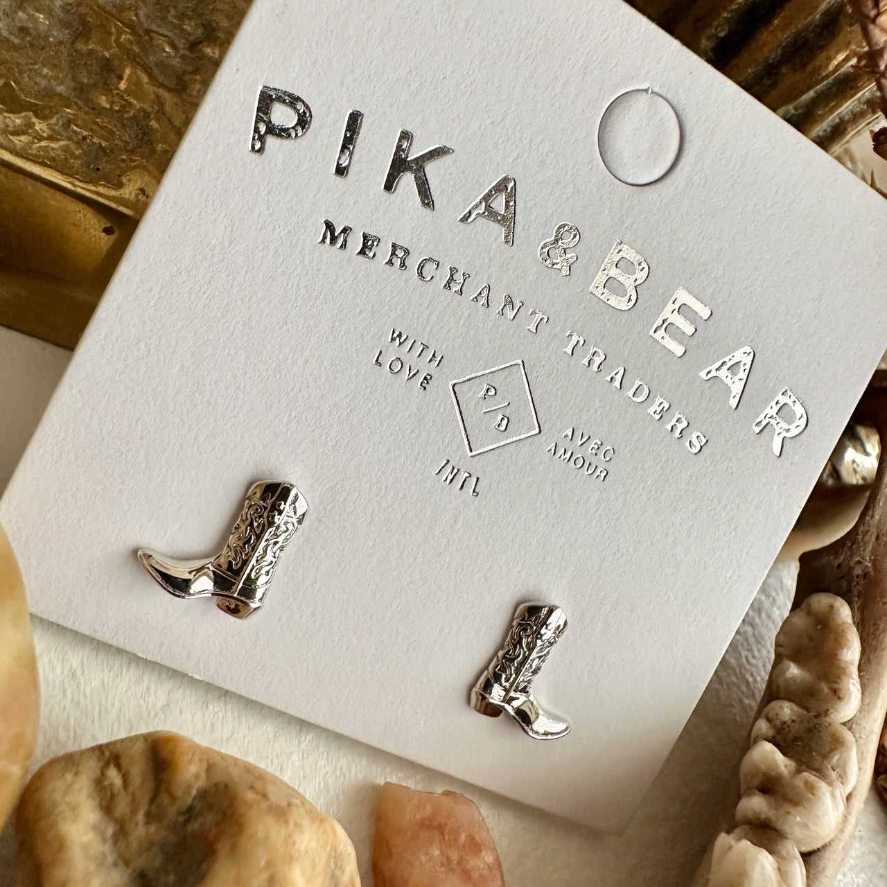 Pika & Bear Cowboy Boot Stud Earrings