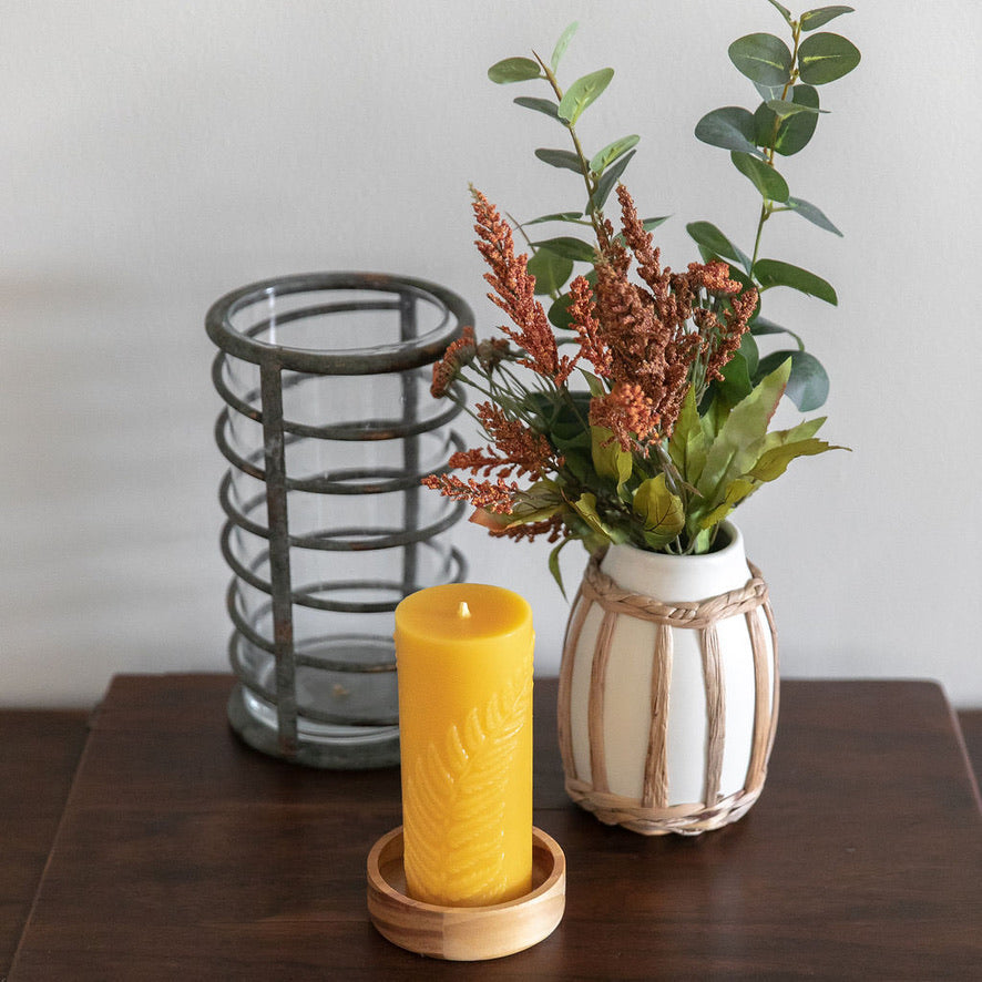 Bees Wax Works Simple Fern Pillar Candle