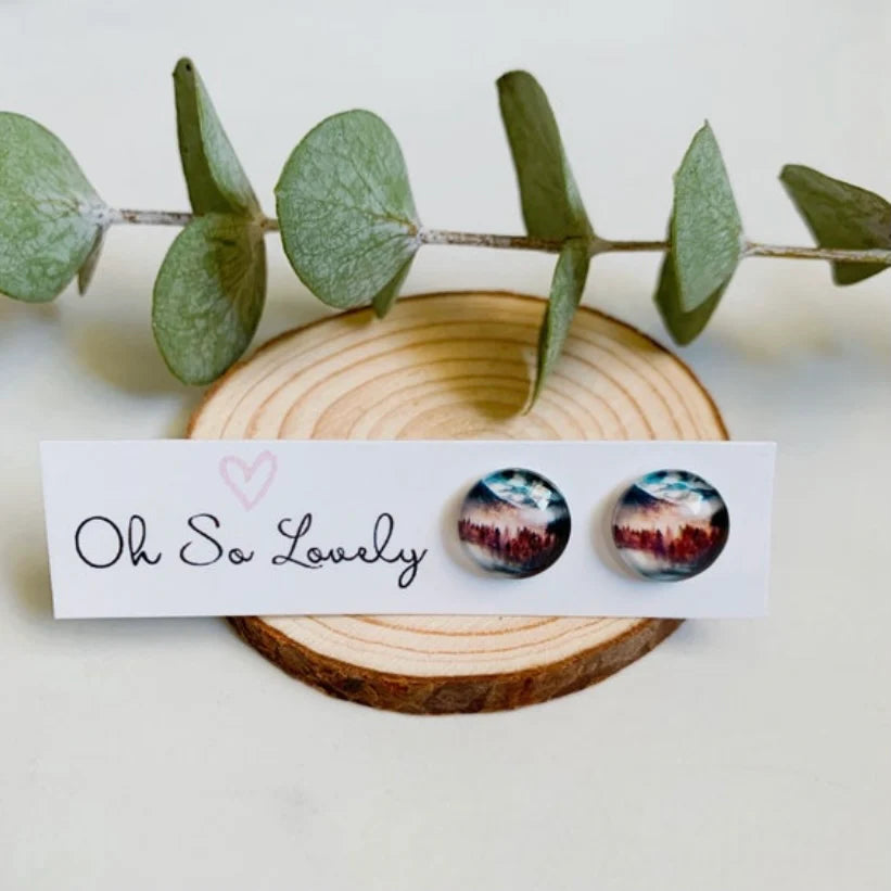 Oh So Lovely "Misty Morning" Glass Studs