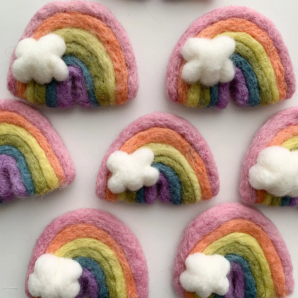 Colourful rainbow felt toy