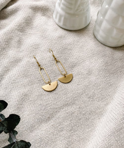 Whitebirch "Oval & Half-Moon" Brass Earrings
