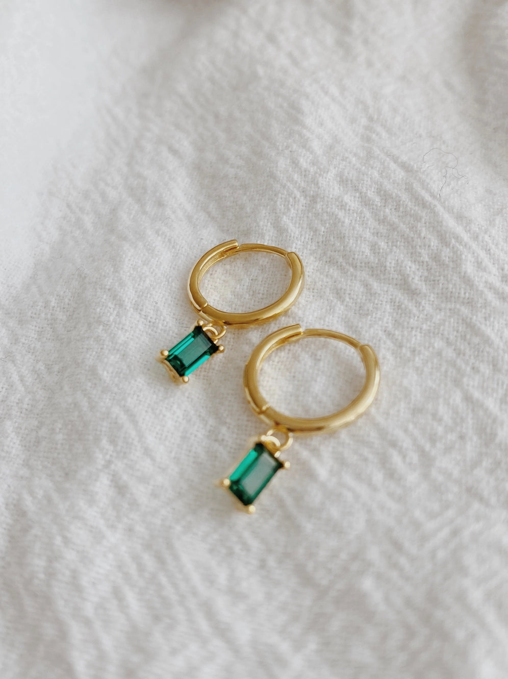 Olive Branch Jewelry & Co. Azuriah Emerald Hoops