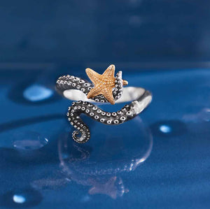 Nina Designs Adjustable Octopus and Starfish Ring