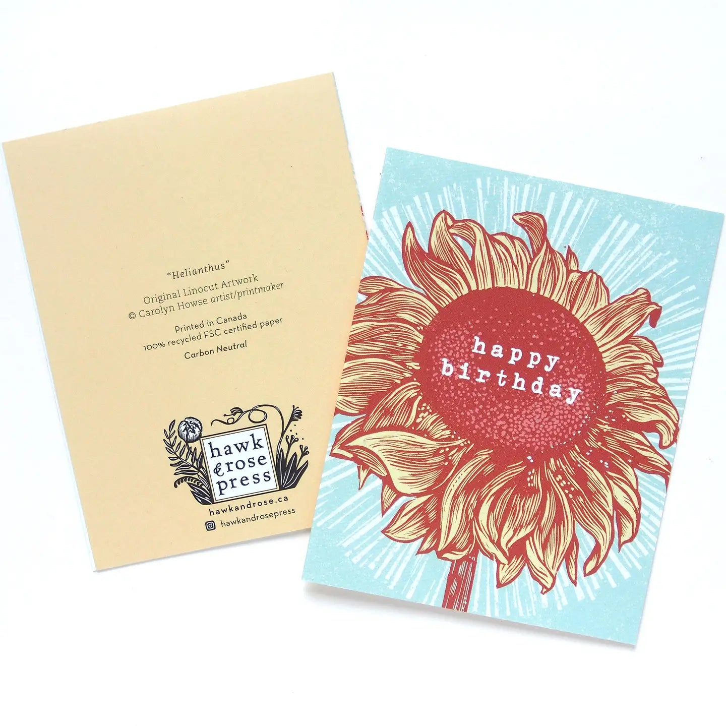 Hawk and Rose Press “Happy Birthday ” Sunflower Card