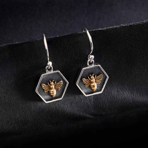 Nina Designs Hexagon Honeybee Earrings