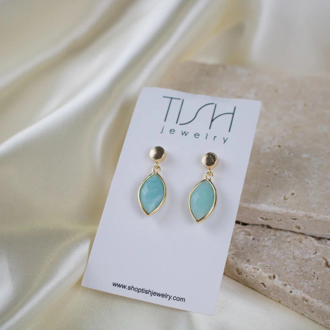 TISH “Gwen” Amazonite Drop Stud Earrrings