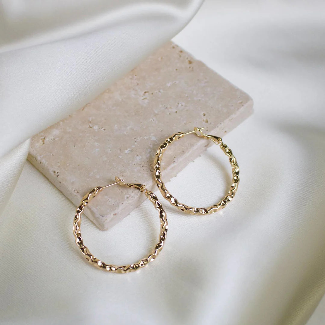 TISH “Kara” Textured Hoop Earrrings