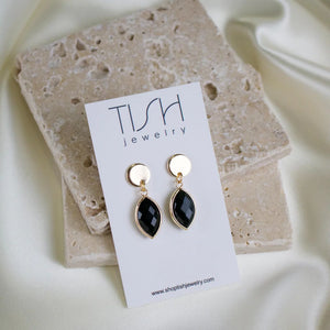 TISH “Piper” Black Agate Drop Stud Earrrings