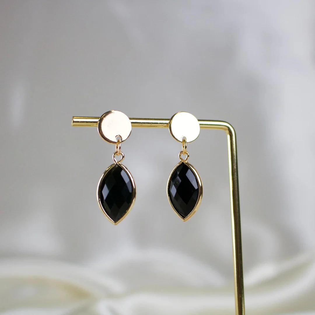 TISH “Piper” Black Agate Drop Stud Earrrings