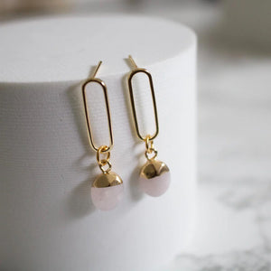 TISH “Skye” Rose Quartz Charm Stud Earrrings