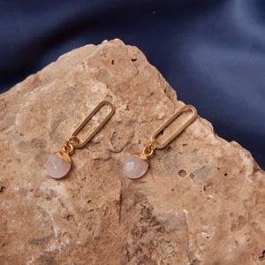 TISH “Skye” Rose Quartz Charm Stud Earrrings