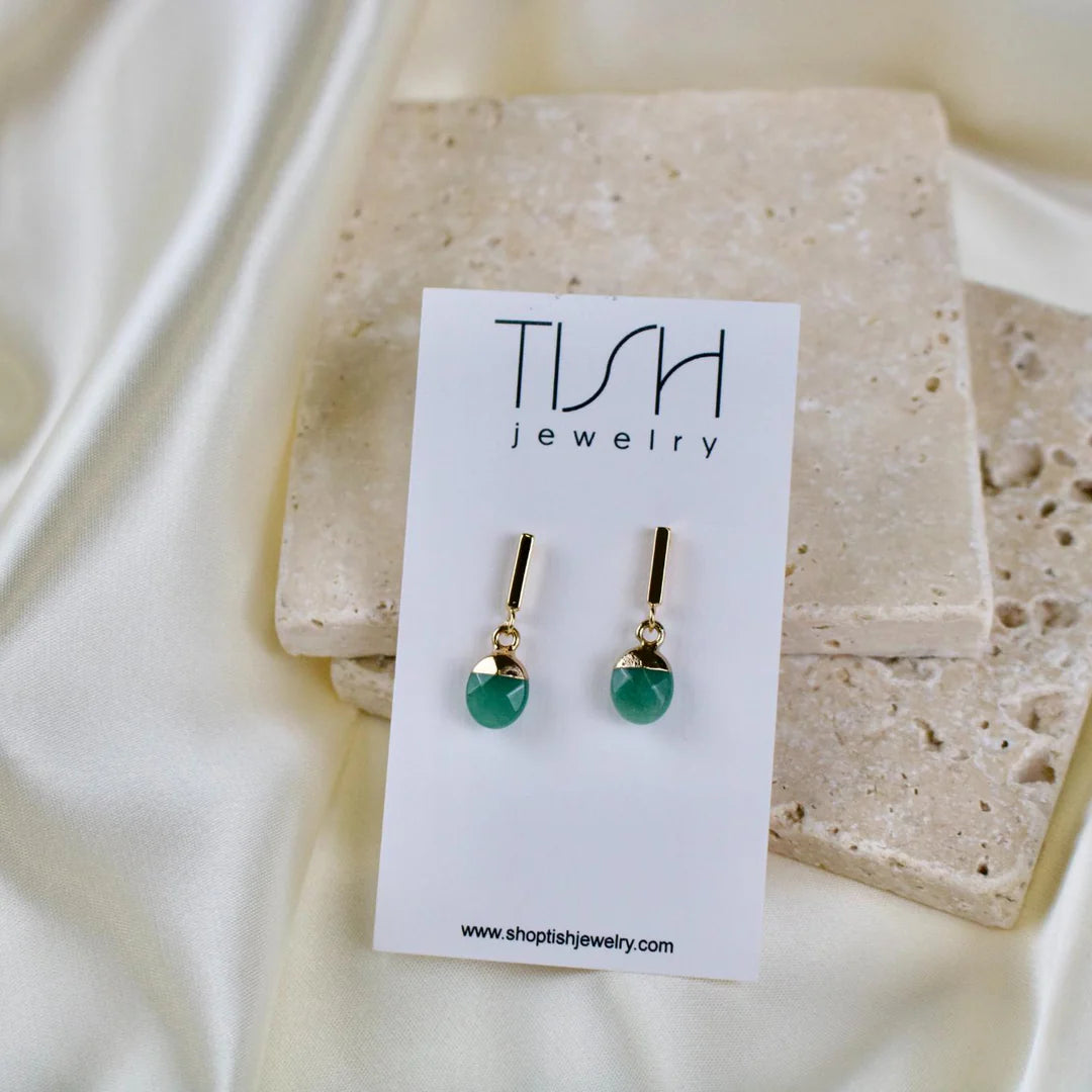 TISH “Leah” Green Aventurine Stud Earrrings