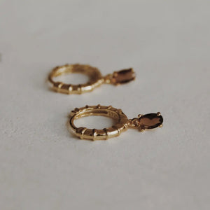 Olive Branch Jewelry & Co. Smokey Quartz Huggie Hoops