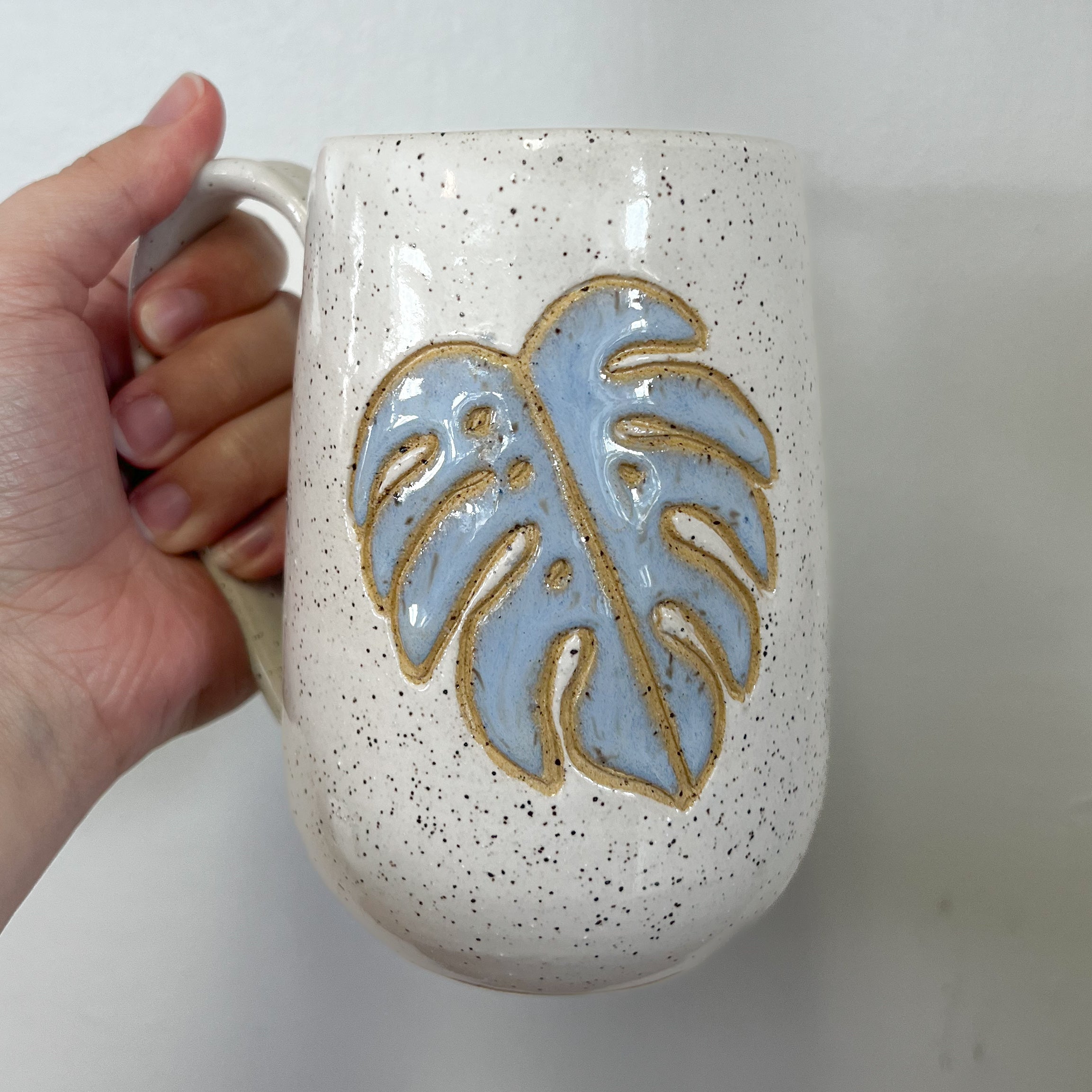 Pottery for Peace | Speckled Blue Monstera Mug