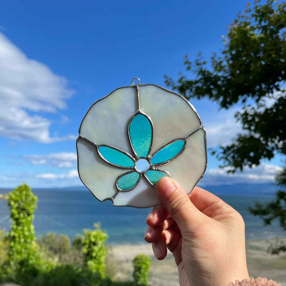 Half Moon Glass | Sandollar Stained Glass Suncatcher