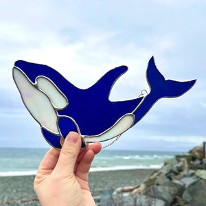 Half Moon Glass | Orca Stained Glass Suncatcher