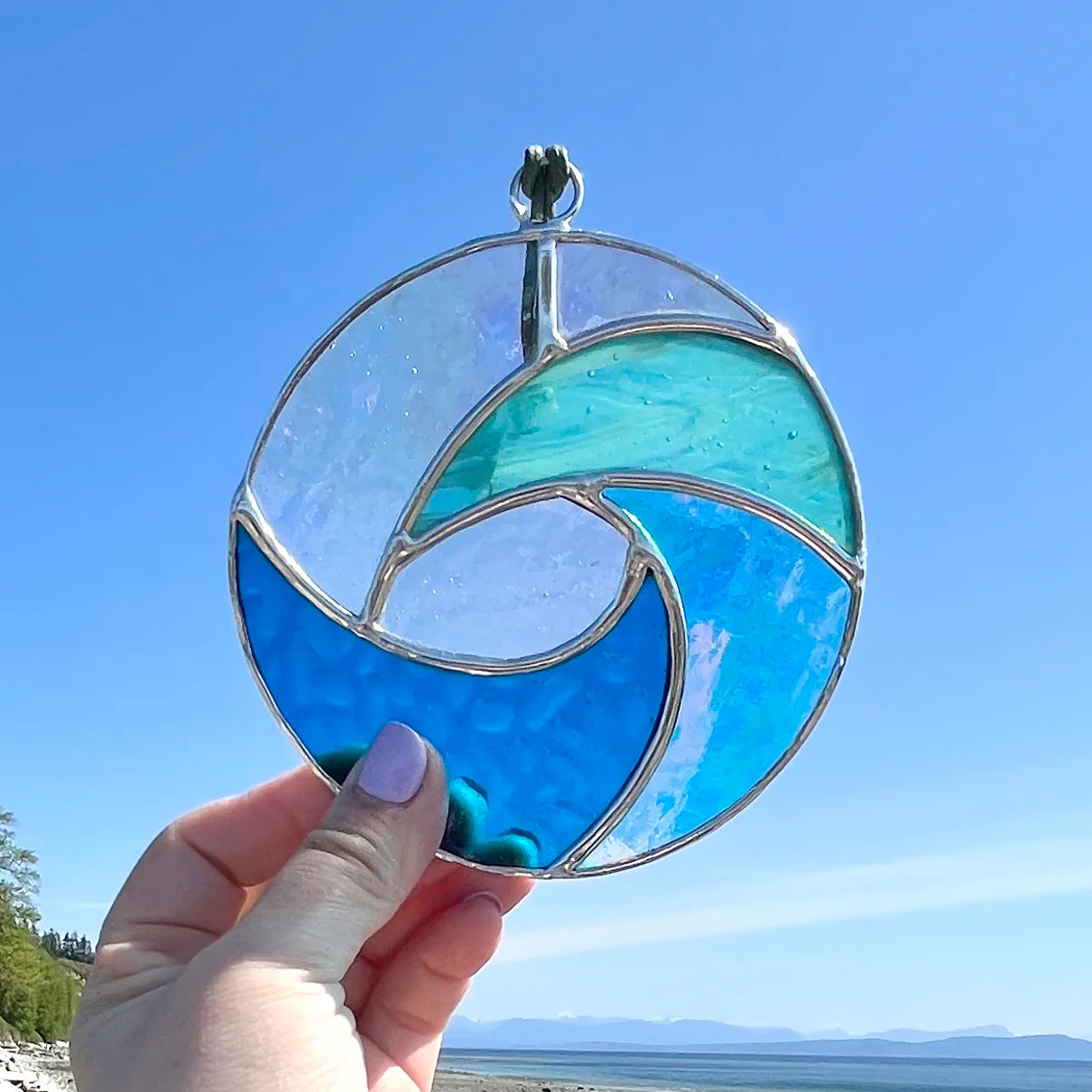 Half Moon Glass | Wave Stained Glass Suncatcher
